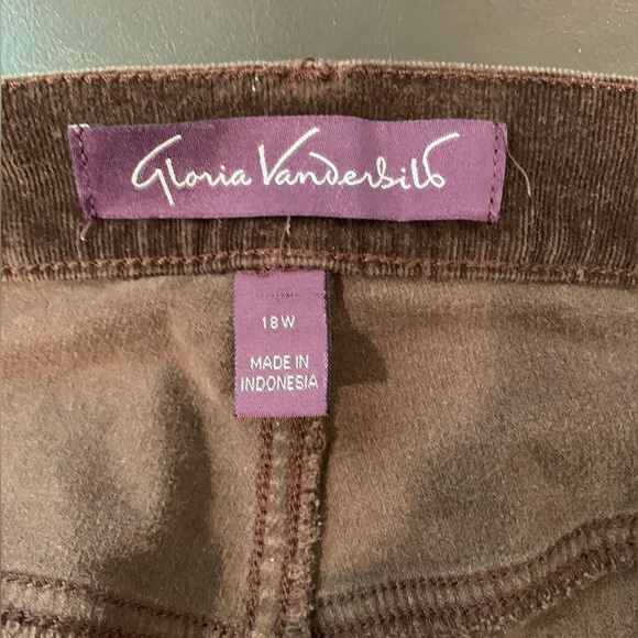 Gloria Vanderbilt Women’s Brown Corduroy Straight Leg Pants; Size 18W - Picture 7 of 8